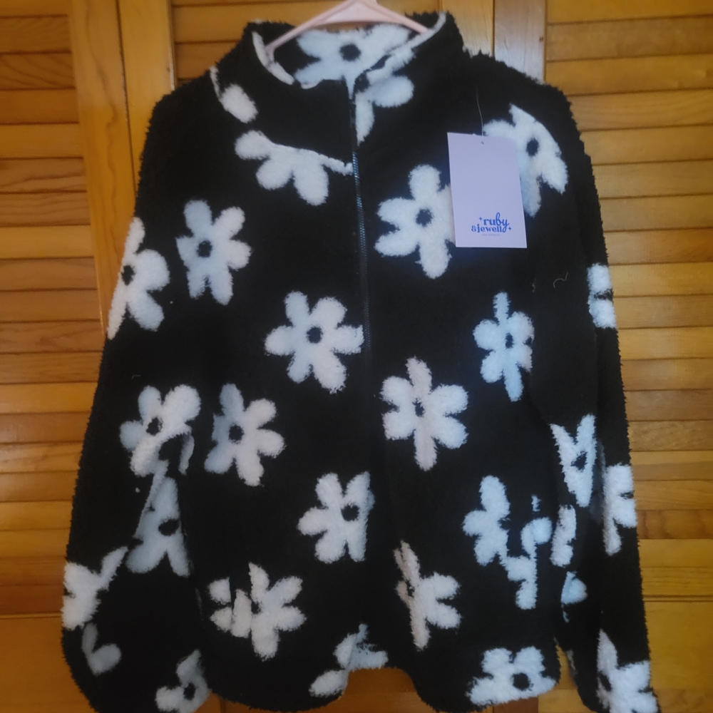 Truly Me Black and White Floral Puffer Jacket